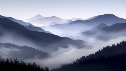 Obraz premium The mountains are covered in trees and the sky is cloudy