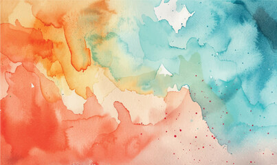 abstract watercolor background orange green blue - obrazy, fototapety, plakaty