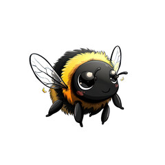 Naklejka premium Cute bee in cartoon style. Flat illustration on transparent background