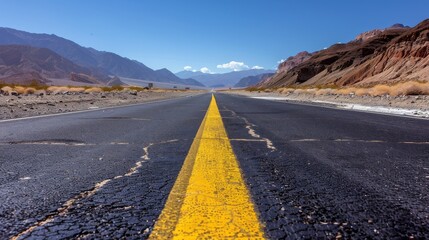 A road with a yellow line down the middle
