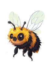Fototapeta premium Cute bee in cartoon style. Flat illustration on transparent background