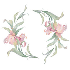 Watercolor floral wreath with lilies