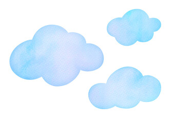 pastel blue Clouds Set. cute watercolor Isolated illustration collection on transparent background. clip art and cut out elements
