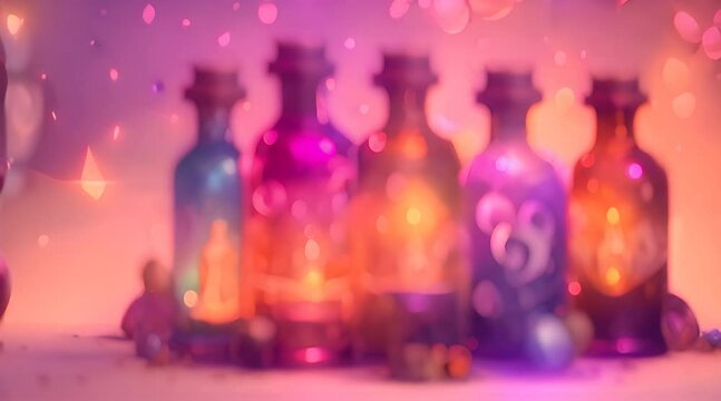 Magic bottles with magic elixirs for love spells sorcery and divination Magic illustration and alchemy Video