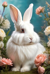 Obraz premium May Easter bunny and flowers 