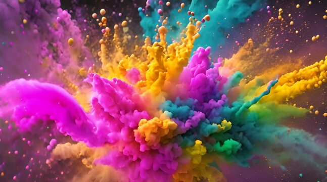 Rainbow blast holi colorful powder explosion holi festival Video