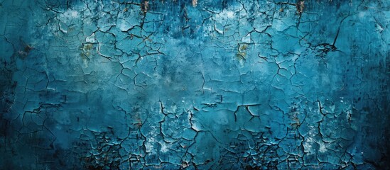 Abstract blue wall with cracked grunge texture