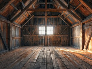 Obraz premium ground floor on a barn, photo taken eye level, warm tones