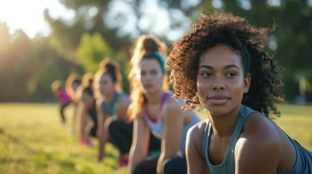 Woman doing outdoor exercises in a park, workout
