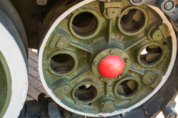  Iron wheel of an old tank.