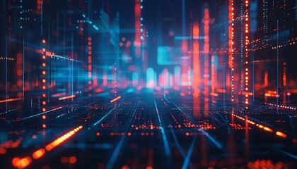 Fototapeta premium Image of Global Financial Data Analysis Using Abstract AI