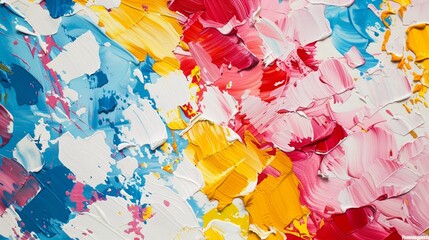 A striking mix of red, yellow, blue, pink, and white shades creating an intriguing and visually appealing background.
