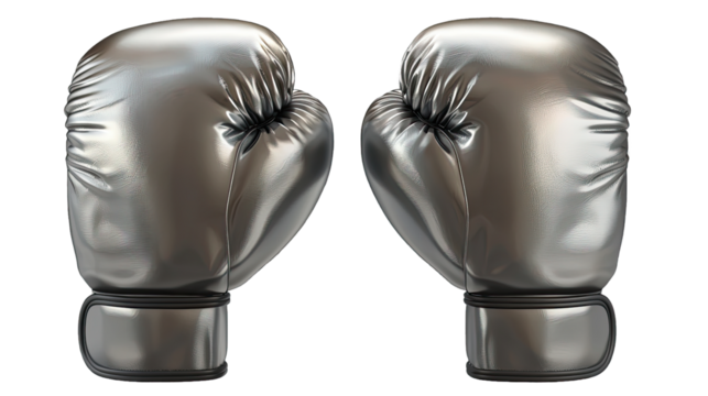 The Grey Boxing Gloves Isolated On Transparent Background