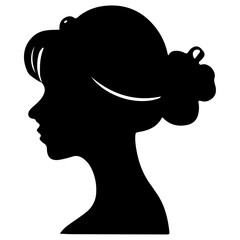 Black vector beautiful woman profile silhouette - fashion or beauty illustration