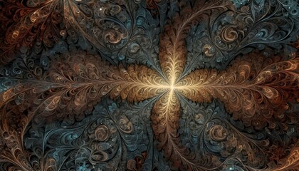 Abstract Digital Artwork With Intricate Fractal Pa