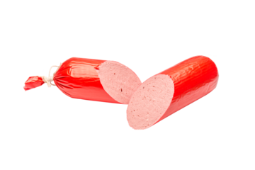 boiled sausage cut in half, cut out background