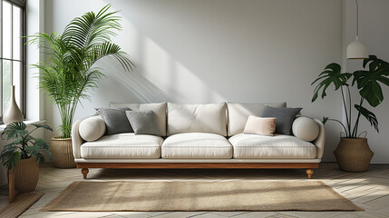 Modern living room interior Scandinavian style with sofa