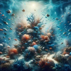 Schilderijen op glas coral reef in the sea © Руслан Абдуллин