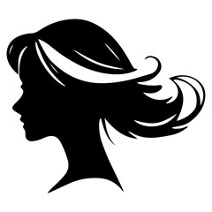 Silhouettes of heads of girls with beautiful hairstyle. Concept