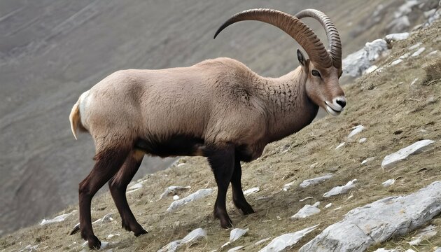 An Ibex With Its Fur Providing Insulation Against