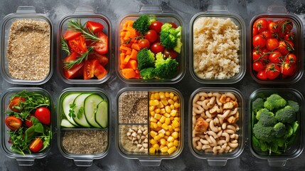Healthy meal prep container with balanced portion