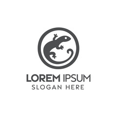 Elegant Gecko Silhouette Logo Encircled on a Clean White Background