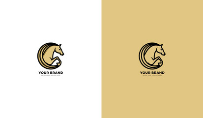 Prancing horse logo. Prancing horse icon, horse head, jumping. Vector illustration