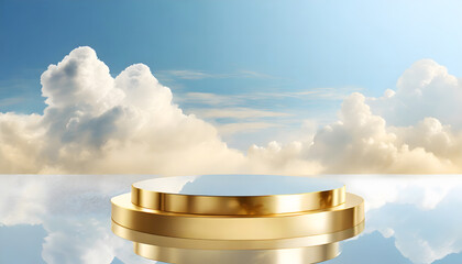 3d background product display mirror podium scene with sky cloud platform. cloud background....