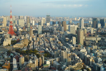 Panorama of Tokyo from the observation deck at Mori Tower.