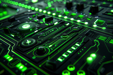 Fototapeta premium A black and green futuristic GUI