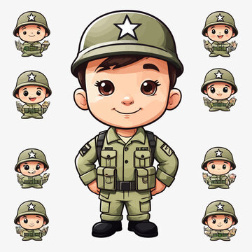 Cute Army Cartoon Logo Design Very Cool