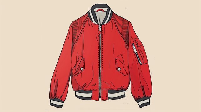 red bomber jacket fashion design clip art preview