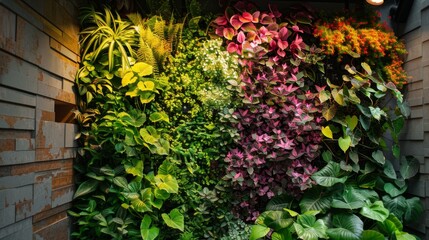 Lush Indoor Plant Wall in a Modern Home