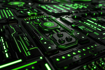 Fototapeta premium A black and green futuristic GUI