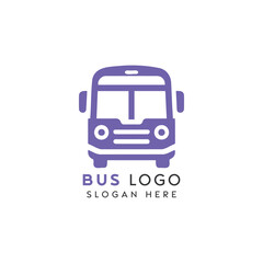 Purple Simplistic Bus Logo Design for Transportation Branding