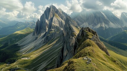 view of the mountains taken from above.AI generated image - obrazy, fototapety, plakaty