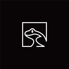 creative simple logo design frog line
