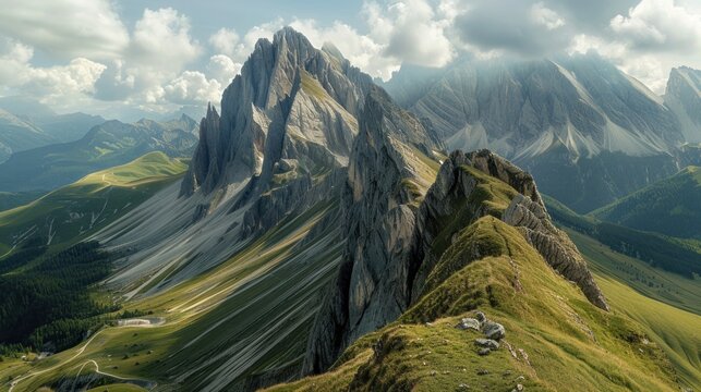 view of the mountains taken from above.AI generated image