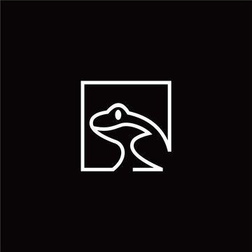 creative simple logo design frog line