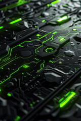 Fototapeta premium A black and green futuristic GUI