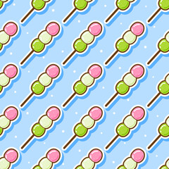 Seamless pattern with hanami dango (three colour dumplings) - cute cartoon background for Your design