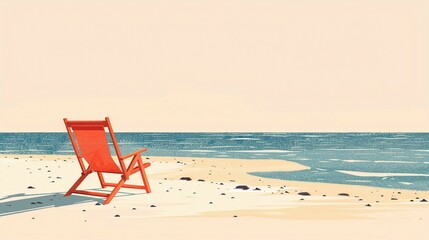A beach chair with simple lines and shapes on light background. AI generate illustration - obrazy, fototapety, plakaty