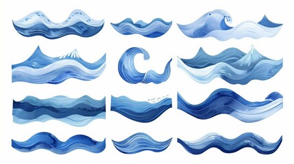 A waves in varying shades of blue, creating a calming pattern. AI generate illustration