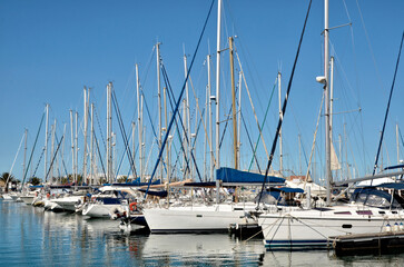 Marina of Canet-en-Roussillon, commune on the côte vermeille in the Pyrénées-Orientales department, Languedoc-Roussillon region, in southern France.