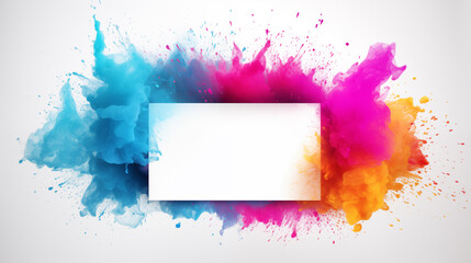 Vibrant Color Explosion With White Frame Card Mockup for Marketing and Design Projects.