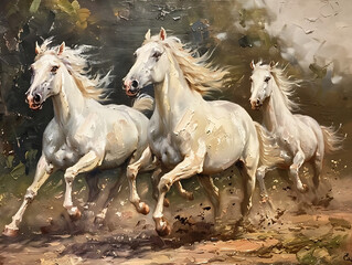 Naklejka na ściany i meble painting horse wall art, a symbol of progress and strength.