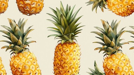 A pineapple with minimal detailing and bright yellow color. AI generate illustration