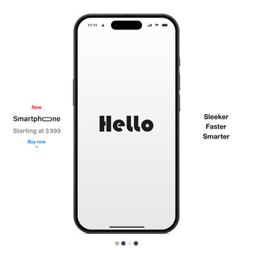 new frameless smartphone grey color with blank screen front view isolated on white background. mockup of realistic and detailed mobile phone with shadow. vector illustration