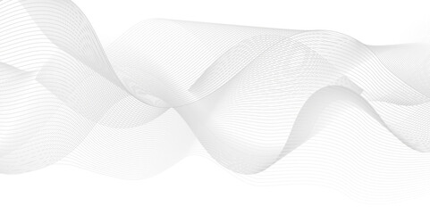 Abstract white blend waves lines and technology background. Modern white flowing wave lines and glowing moving lines. Futuristic technology and sound wave lines background.