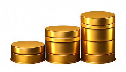 3d isolated gold podium set vector pedestal pack isolated on white background. Generative AI.